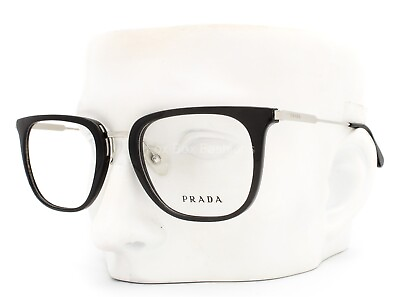 #ad Prada Eyeglasses Glasses Polished PR 11UV 1AB 1O1 Black amp; Silver 51 21 145