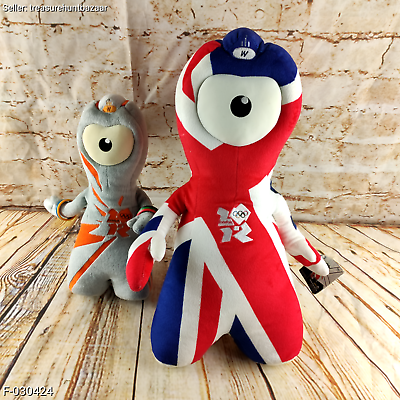 #ad London Olympic 2012 WENLOCK Mascots 2x Plush Soft Toys
