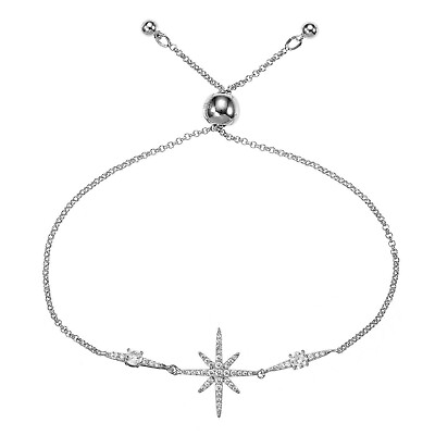 #ad Striking North Star Chain Bracelet with Cubic Zirconia for Women