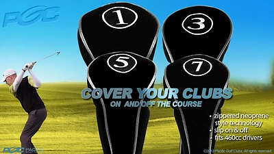 #ad NEW DRIVER GOLF CLUB HEAD COVERS BLACK HEADCOVER FULL COMPLETE 1 3 5 7 WOOD SET