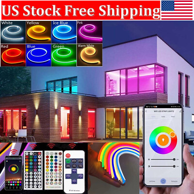 #ad 1 20M RGB LED Strip Neon Rope Lights Dimmable Flex Tube Bar Sign 12V Waterproof
