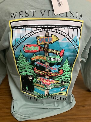 #ad NWT Adult Unisex Simply Southern West Virginia Green LS T Shirt S XL DEFECT READ