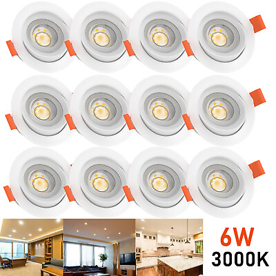 #ad 12pcs LED Recessed Ceiling Light Panel Down Lamp Rotatable Home Fixtures 3000K $29.99
