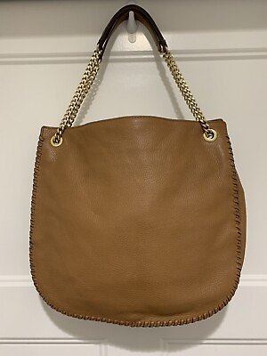 #ad EUC Michael Kors Pebbled Leather Chelsea Chain Tote Shoulder Bag Brown $49.00