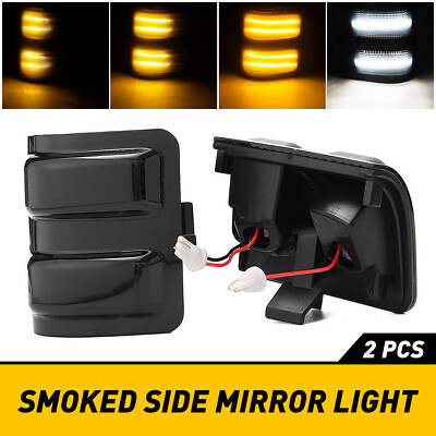 #ad Sequential LED Side Mirror Signal Turn DRL Light Smoked For Lens Ford F250 F350
