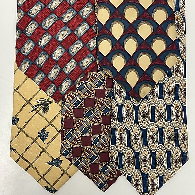#ad LOT of 5 Designer Silk Necktie Jos A Bank BURBERRYS Brooks Brothers Wardrobe Tie