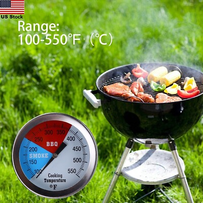 #ad BBQ Thermometer Gauge Charcoal Grill Pit Smoker Temp Fahrenheit Thermometer USA