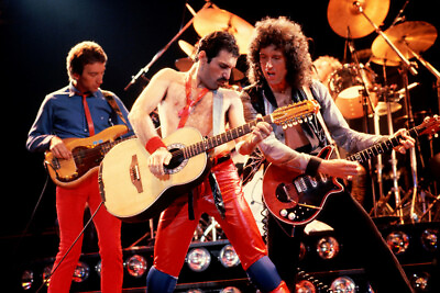 #ad Queen Freddie Mercury Brian May John Deacon Bare Chested Guitar 24X18 Poster