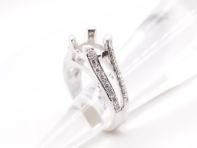 #ad Engagement Diamond Ring Setting w o Main Stone 14K White Gold 5.2gr T.W sz 6