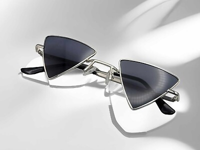 #ad Silver Retro Triangle Cat Eye Sunglasses Cateye Vintage Sunglasses Steampunk