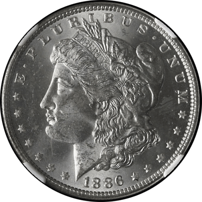 #ad 1886 P Morgan Silver Dollar NGC MS63 Bright White STOCK