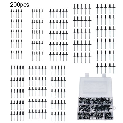 #ad 200pcs Aluminum Alloy Rivets Fastener Retainer 8 18mm Assorted Kit Accessories