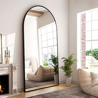 #ad 30x71 inch Wall Mount Arched Full Length Mirror Aluminum Alloy 71quot;x30 Black