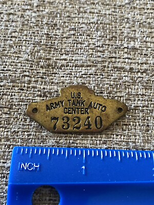 #ad WWII US Army Tank Auto Center Small Numbered Data Plate Equipment Tag
