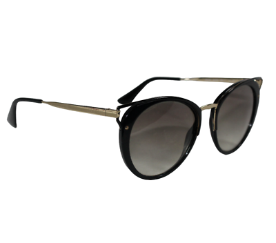 #ad Prada Black and Gold Women#x27;s Cat Eye Designer Summer Metal Plastic Sunglasses
