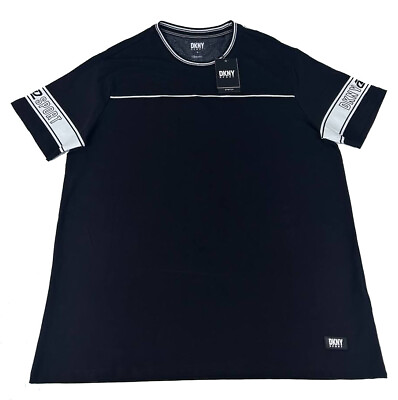 #ad New DKNY Men#x27;s Short Sleeve Classic Fit T Shirt Stretch Black DK43SK924 Sz M L