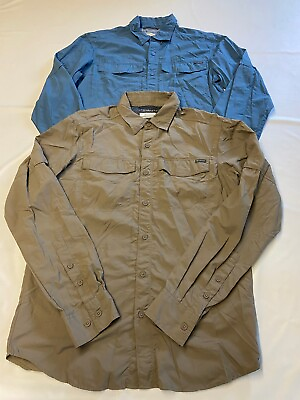 #ad Mens COLUMBIA Lot Of 2 Omni Shade Hiking Button Up Long Sleeve Shirts Sz S