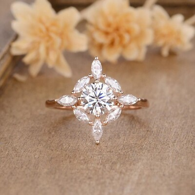 #ad Unique Design 2 Ct Round Cut White Diamond Engagement Ring In 925 Silver VIDEO