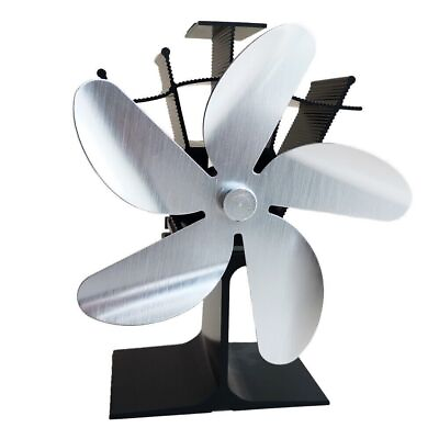 #ad Aluminum 5 Blades Heat Powered Stove Fan Burner Eco Fan Fireplace Silent Fan