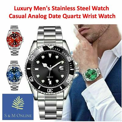 #ad Classic Luxury Men#x27;s Stainless Steel Watch Casual Analog Date Quartz Wrist Watch