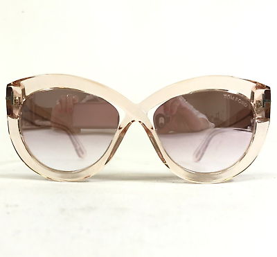 #ad Tom Ford Sunglasses TF 577 72Z Clear Pink Round Frames with Pink Mirrored Lenses