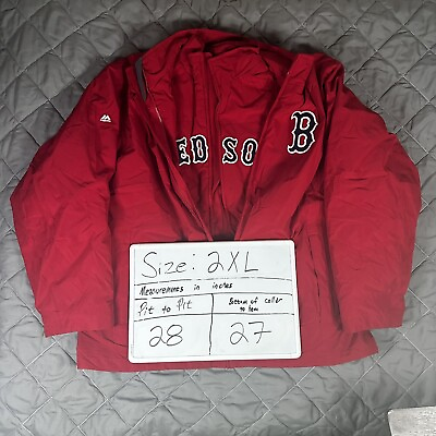 #ad Majestic Boston Red Sox 2 in 1 Jacket 2XL Red MLB Baseball Dugout Fenway Puffer