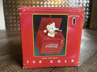 #ad Vtg 1993 Enesco quot;Now You See Itquot; Cool Yule Coca Cola Coke Pop Up Ornament $9.49
