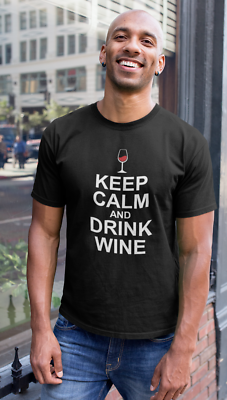 #ad Keep Calm and Drink Wine T Shirt Mens Gift Birthday Party T Shirt Bachelor Tee