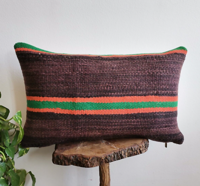 #ad Moroccan Handmade Kilim Pillow Purple Cushion Cover Throw Pillow Case Sofa boho