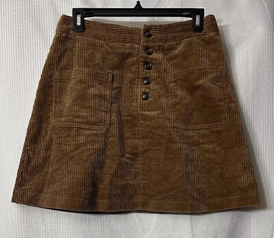 #ad NWT Lost Wander Womens Cotton Lined Brown Casual Skirt Size Medium