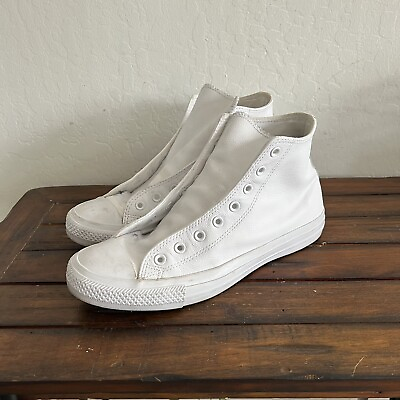 #ad Converse All Star Hi Top White Monochrome Leather Mens 11 1T406 No Laces $25.00