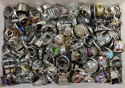#ad DESIGNER LARGE Sterling Silver Rings Wholesale Lot 50g For One Low Price