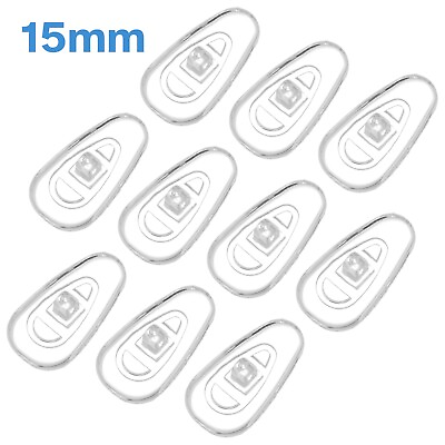 #ad 10pcs 15mm Taper Oval Silicone Screw In Nose Pads Grip On Side Holders Spectacle