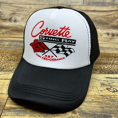 #ad Corvette Sting Ray Mens Trucker Hat Black Snapback Luxury Car Retro Baseball Cap