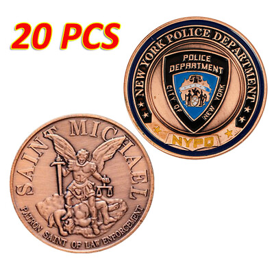 #ad 20PCS Challenge Coin Police Department Saint Michael Military US City New York $34.99
