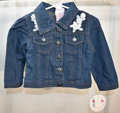 #ad Nannette Jacket Blue Jean White Lace Size 24 Months Girl#x27;s