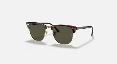 #ad Ray Ban Clubmaster Mock Tortoise Arista Green 51mm Sunglasses RB3016 W0366