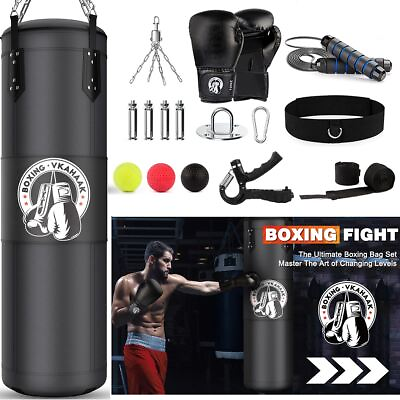 #ad Heavy Boxing Punching Bag Training Gloves Speed Set Kicking MMA Workout Kick Bag