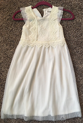 #ad Girl’s Nannette cream white crochet dress sleeveless size 6 6x New Fully Lined
