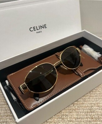 #ad CELINE oval monochrome sunglasses. with a golden frame