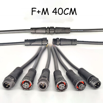 #ad IP68 Waterproof Male Female Plug Wire Connector Cable Electrical Wire F M 40cm AU $3.15