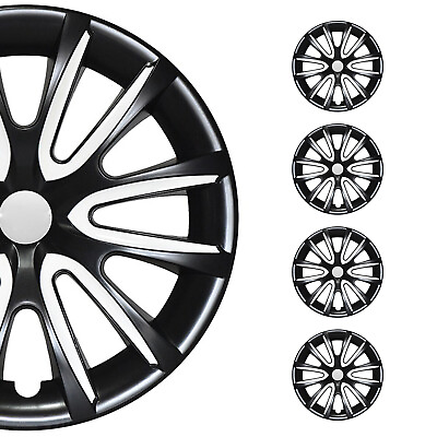 #ad 15quot; Wheel Covers Hubcaps for Nissan Black White Gloss