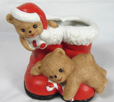 #ad Santa Boots With Teddy1988 House Of Lloyd Santa Boots With Teddy Bears Planter