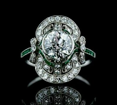 #ad Amazing 935 Silver Vintage Round Cut White Gold FN White Moissanite Wedding Ring