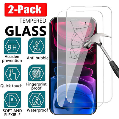 #ad For iPhone 11 12 13 Pro Max Mini XR HD Premium Tempered Glass Screen Protector