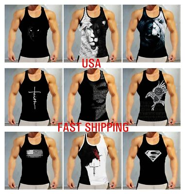 #ad Men#x27;s Stringer Tank Top Bodybuilding Muscle Sleeveless Gym Workout T Shirts Vest