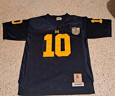 #ad 2000 Tom Brady Gridiron Greats Michigan Orange Bowl Jersey Preowned Size M