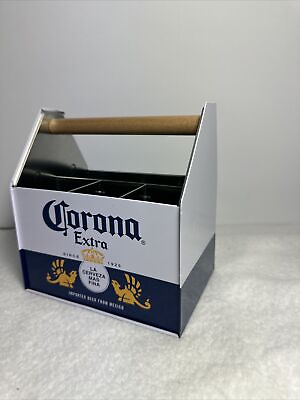 #ad NEW Corona Extra 6 Pack Beer Design Metal Utensil Storage Carrying Caddy