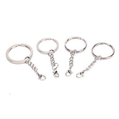 #ad 10Pcs Set Polished Silver Keyring Split Ring Short Keyring DIY Making Keychains