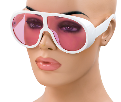 #ad #ad Oversized Jumbo Large Retro Aviator Style Sunglasses White Pink OT588